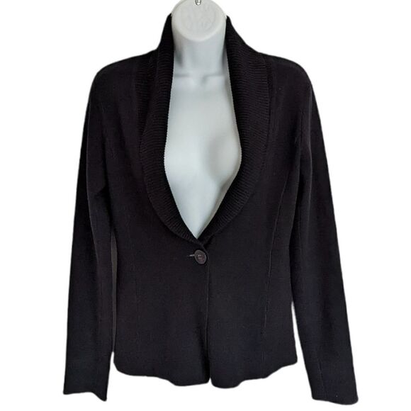 Sandra Angelozzi black wool silk knit cardigan Small @c1 - Picture 1 of 10